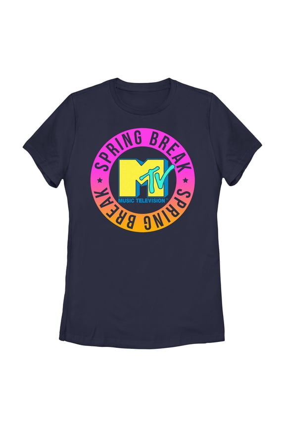 Women's MTV Spring Break Circle Graphic Tee Navy Blue Small