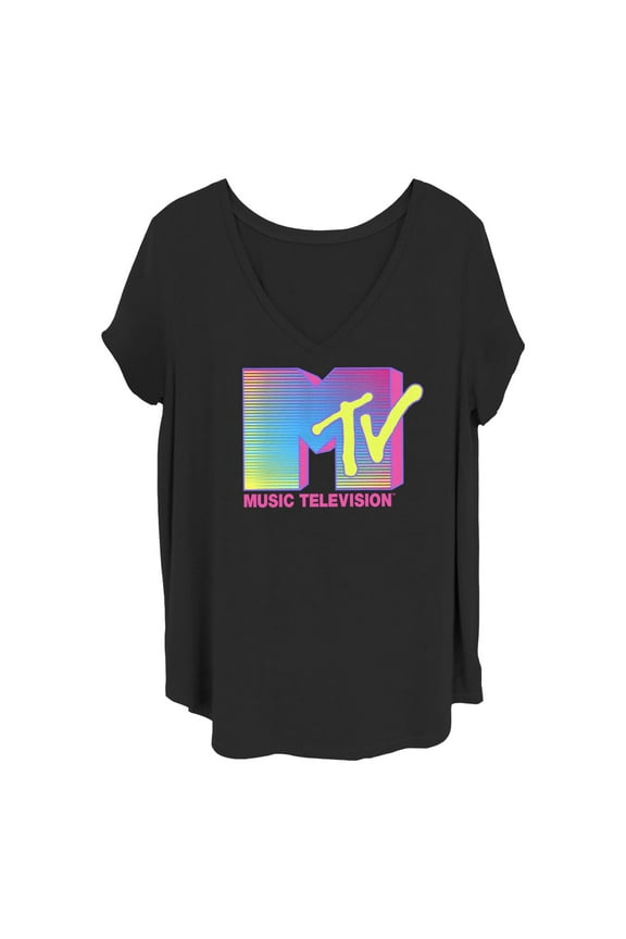 Women's MTV Stripe Logo Graphic T-Shirt