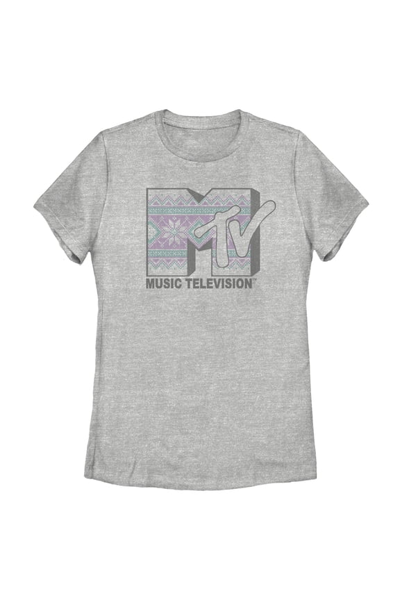 Women's MTV Tapestry Logo Graphic Tee Athletic Heather Small
