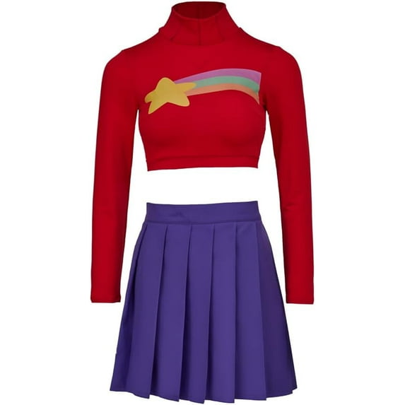 Women's Mabel Pines Dress Shooting Star Rainbow Red Crop Top Mini Skirt Set for Girls