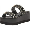 thumbnail image 1 of Women's Madden Girl Everett Platform Wedge Sandals Studded heeled Black Pari Size 5.5 Medium, 1 of 7