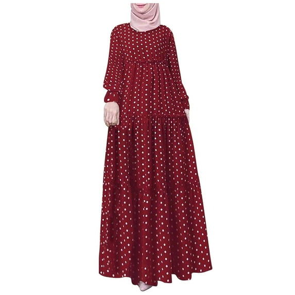 Women's Madrasa Muslim Dress Polka Dot Ramadan Prayer Dress Abaya Islamic Eid al-Fitr Eid al-Adha Garment Dubai Robe