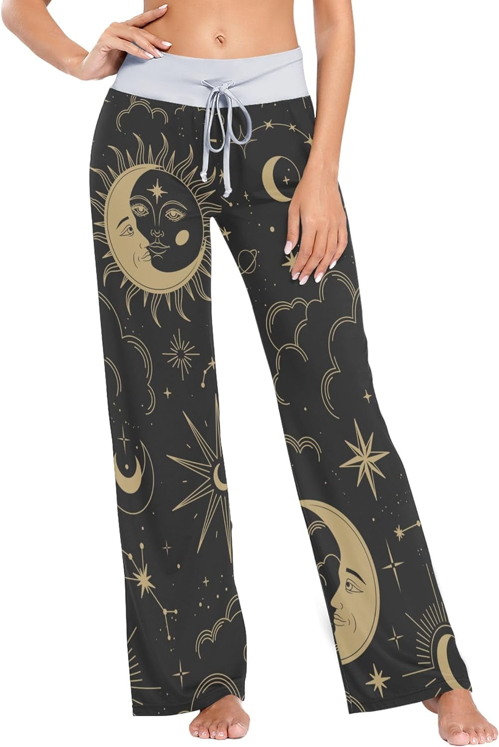 Women's Magic Boho Sun Constellation Moon Pajama Pants, Casual Pajama ...