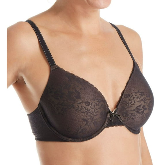 Women's Maidenform 09404 Comfort Devotion Embellished Extra Coverage Bra (Black Lace/Beige Combo 42B)