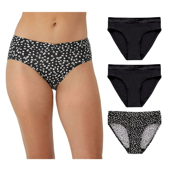 Women's Maidenform® 3-Pack Everyday Luxe High Leg Panties Color: Black Black Moondot Size: SMALL