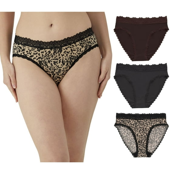 Women's Maidenform® 3-Pack Everyday Luxe High Leg Panties DM3THB Color: Animal Pack Print Size: SMALL