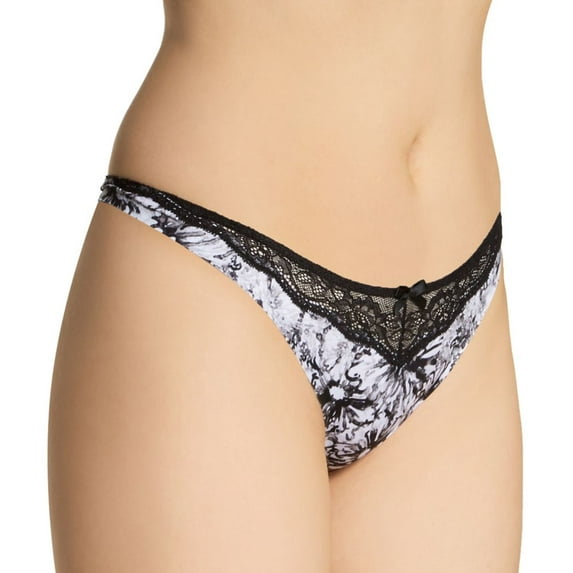 Women's Maidenform 40149 Comfort Devotion Thong (Marker Floral Black 9)