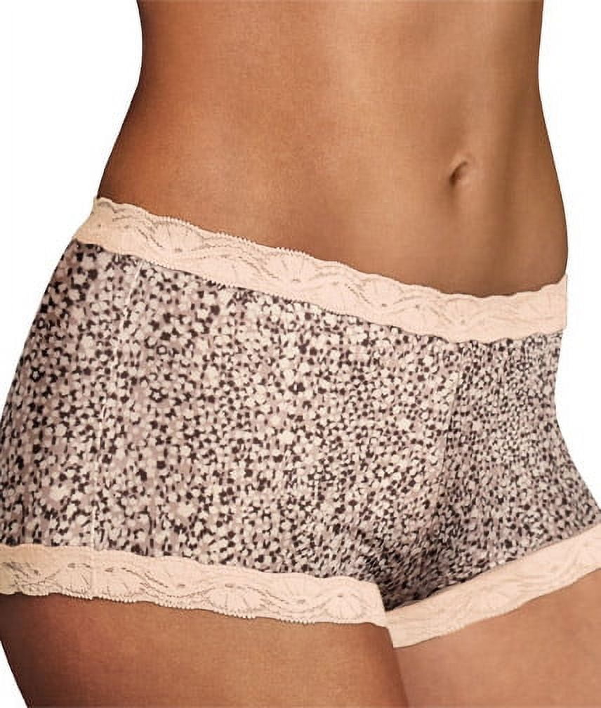 Women's Maidenform 40760 Classics Microfiber and Lace Boyshort Panty  (ClassicLeopardSandshel 6) 