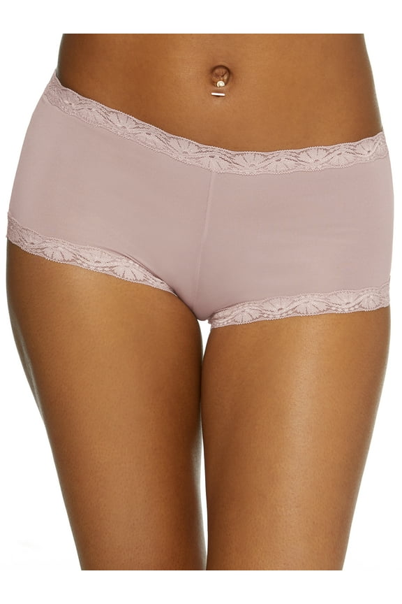 Women's Maidenform 40760 Classics Microfiber and Lace Boyshort Panty (GLOSS 6)