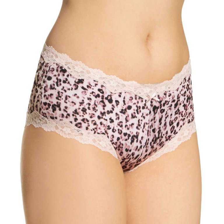 Women's Maidenform 40823 Cheeky Microfiber Hipster Panty with Lace (Honey  Blush Leopard 8) 