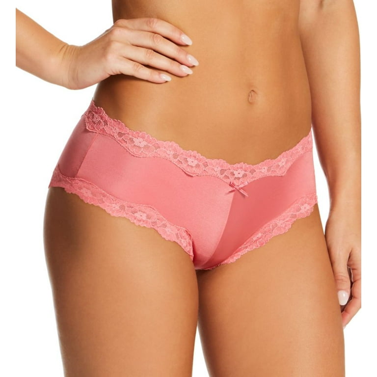 Women's Maidenform 40823 Cheeky Microfiber Hipster Panty with Lace (Pink  Begonia 6)