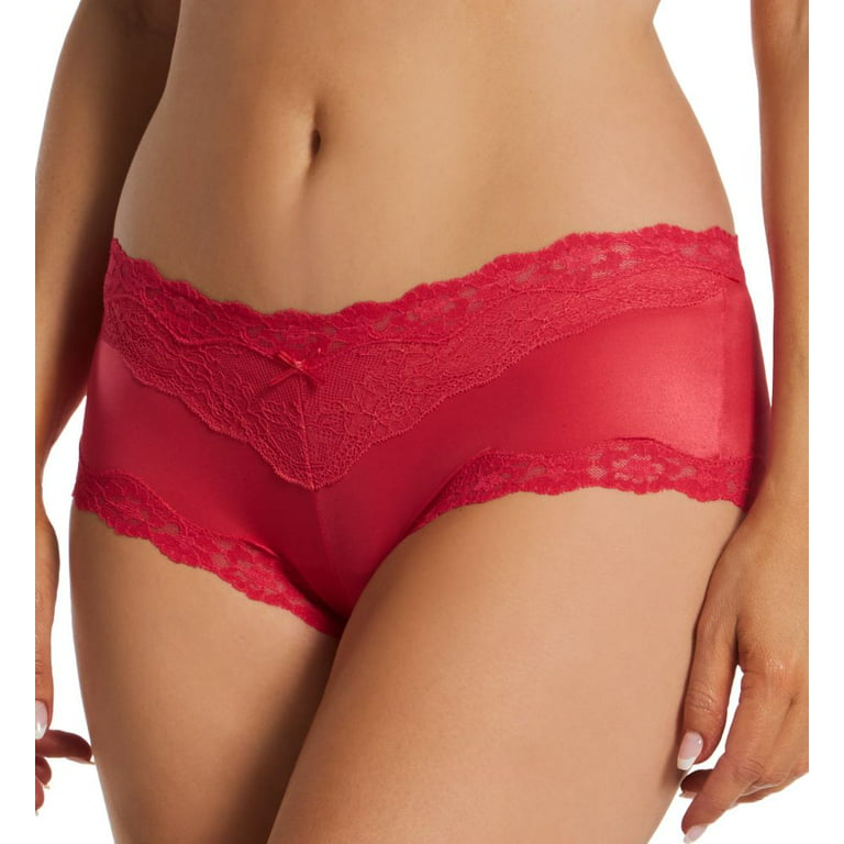 Women's Maidenform 40823 Cheeky Microfiber Hipster Panty with Lace (Red  Stone 8) 