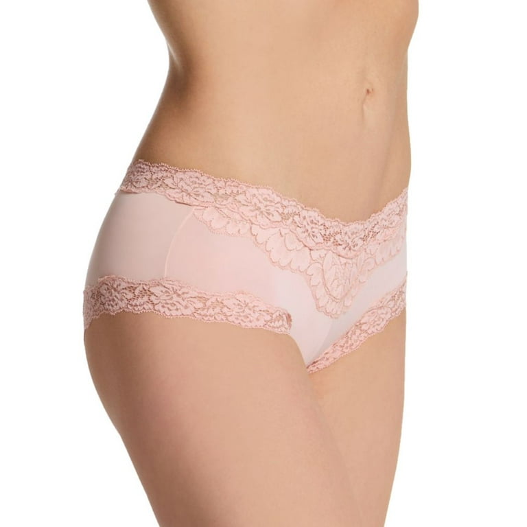 Women's Maidenform 40823 Cheeky Microfiber Hipster Panty with Lace (Sheer  Pink w/ Rose Gld 5)