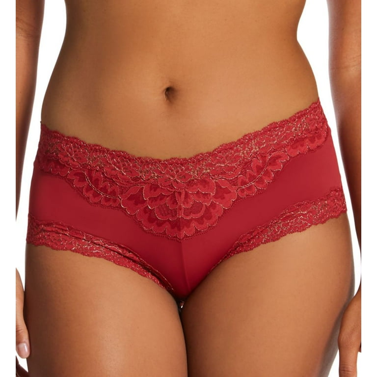 Women's Maidenform 40823 Cheeky Microfiber Hipster Panty with Lace (Vintage  Car RD RoseGLD 8)