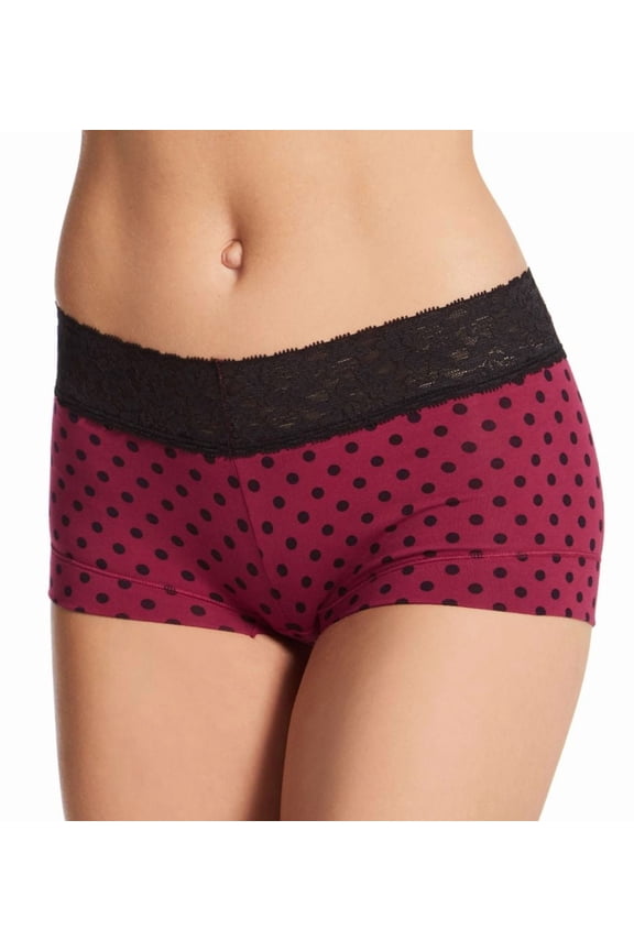 Women's Maidenform 40859 Dream Cotton Boyshort Panty with Lace (Spice Market Black 5)
