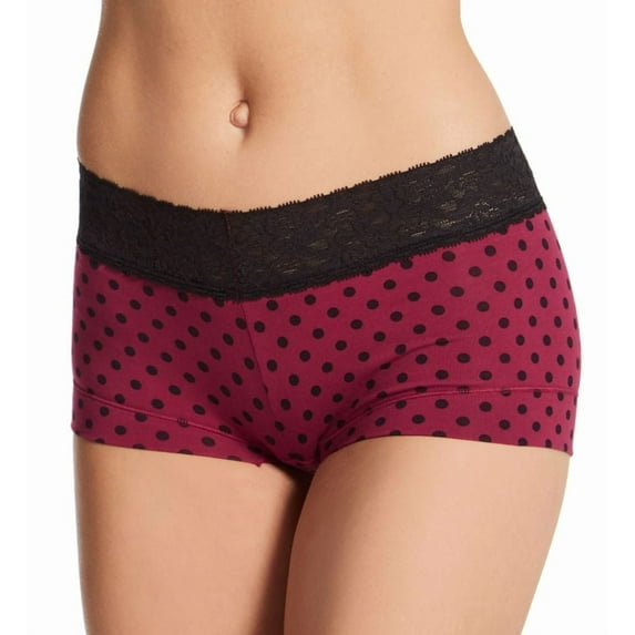 Women's Maidenform 40859 Dream Cotton Boyshort Panty with Lace (Spice Market Black 6)