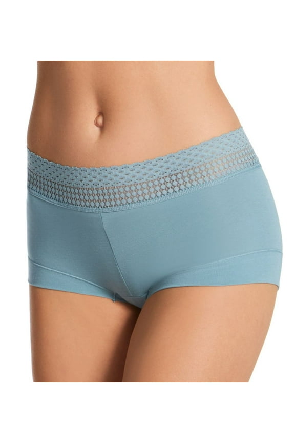 Women's Maidenform 40859 Dream Cotton Boyshort Panty with Lace (Sunday Morning Blue 8)