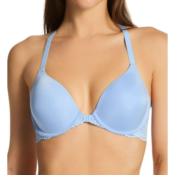 Women's Maidenform 7112 One Fab Fit Extra Coverage Lace T-Back Bra (Gingham Blue Whimsy 40D)