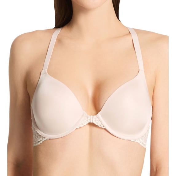 Women's Maidenform 7112 One Fab Fit Extra Coverage Lace T-Back Bra (Sandshell Pearl 36B)