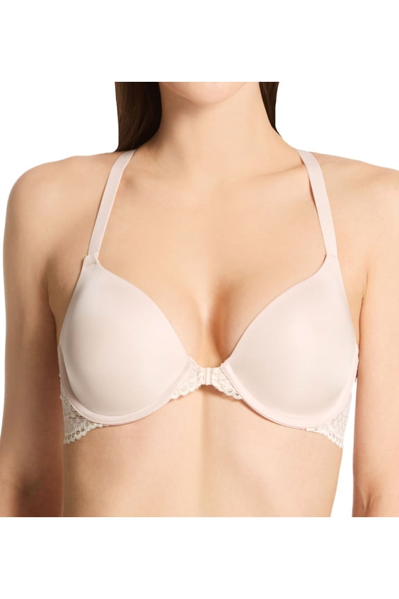 Women's Maidenform 7112 One Fab Fit Extra Coverage Lace T-Back Bra (Sandshell Pearl 36B)