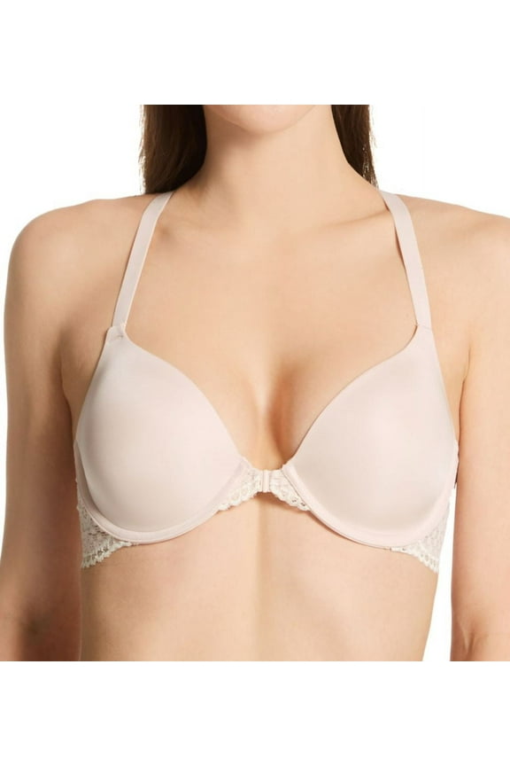 Women's Maidenform 7112 One Fab Fit Extra Coverage Lace T-Back Bra (Sandshell Pearl 36C)