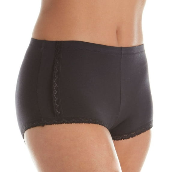 Women's Maidenform DM0021 One Fab Fit Cotton Boyshort Panty with Lace (Black 8)