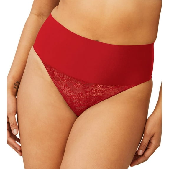 Maidenform Womens Shaping Thong with Cool Comfort, S, Vintage Car Red Lace