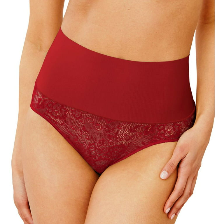 Women's Maidenform DM0051 Tame Your Tummy Brief Panty (Vintage Car Red Lace  XL)