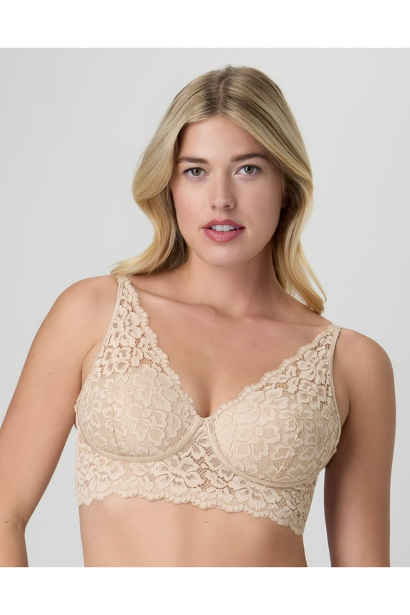 Lace Bralette Lightly Lined Convertible Bra Longline Women's DM1188
