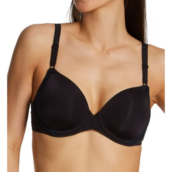 Women's Maidenform DM7543 One Fabulous Fit 2.0 Tailored Demi T-Shirt Bra (Black/Navy Eclipse 40B)