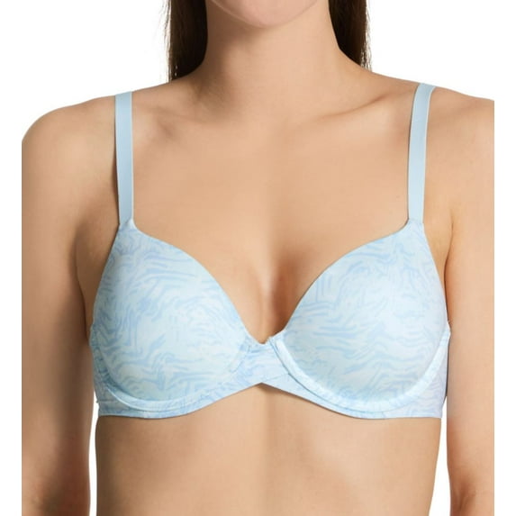 Women's Maidenform DM7543 One Fabulous Fit 2.0 Tailored Demi T-Shirt Bra (Cold Water Whimsy 34B)
