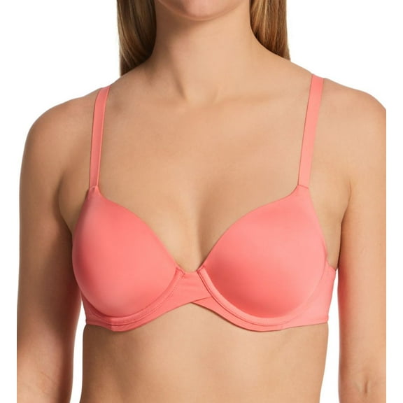 Women's Maidenform DM7543 One Fabulous Fit 2.0 Tailored Demi T-Shirt Bra (Coral Punch 36C)