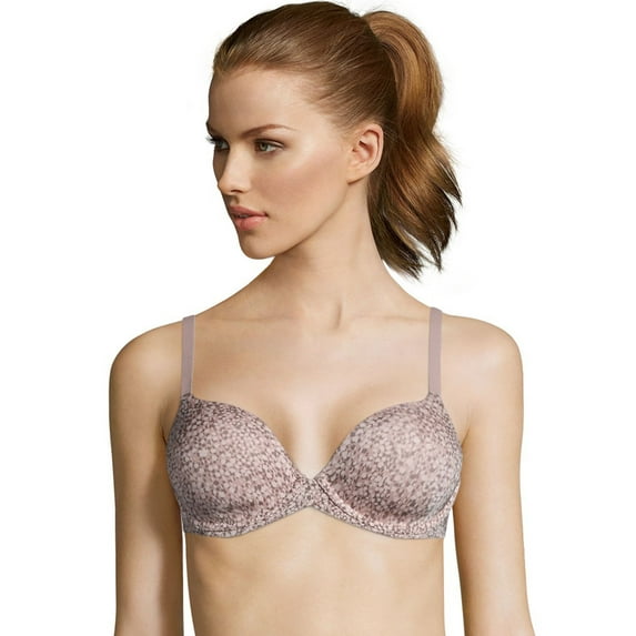 Women's Maidenform DM7543 One Fabulous Fit 2.0 Tailored Demi T-Shirt Bra (FlowerDash Print/Blush 36C)