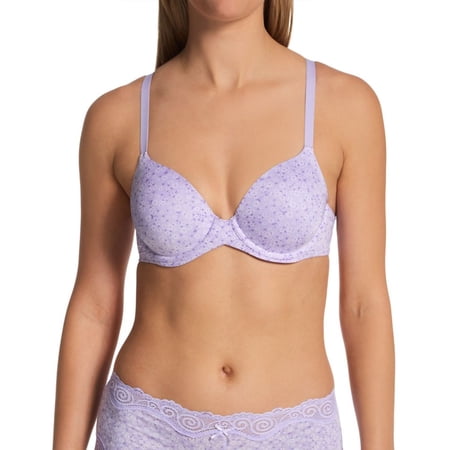 Women's Maidenform DM7543 One Fabulous Fit 2.0 Tailored Demi T-Shirt Bra (Lavender Picnic Daisy 36C)
