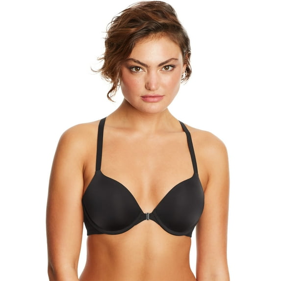 Women's Maidenform DM7550 One Fabulous Fit 2.0 Modern Demi Racerback Bra (Black 42D)
