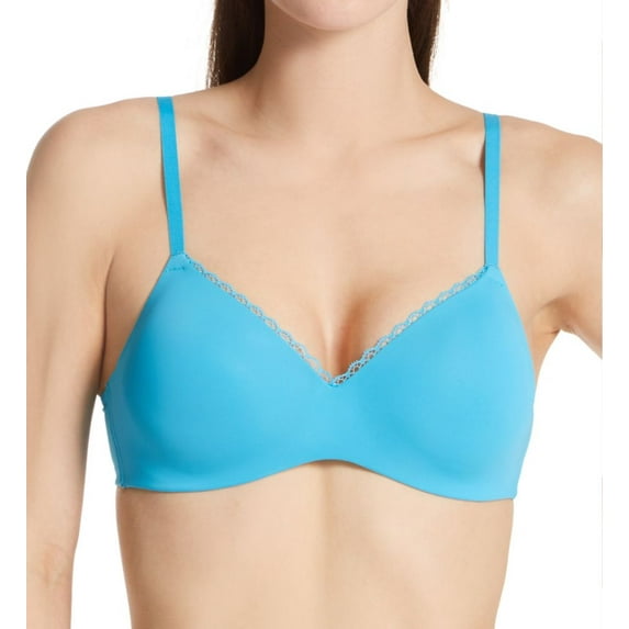 Women's Maidenform DM7681 Pure Comfort Embellished Lift Wireless Bra (Blue Morning S)