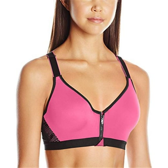 Women's Maidenform DM7991 Secure Zip Front Underwire Racerback Sports Bra (Pinksicle/Black 40C)