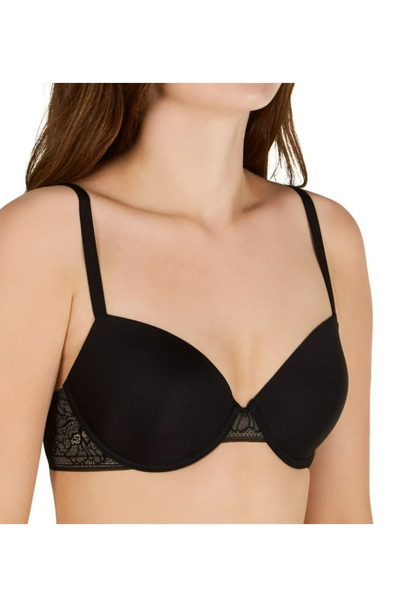 Women's Maidenform DM9410 Comfort Devotion Ultimate No-Show Underwire Bra (Black/Paris Nude 38D)