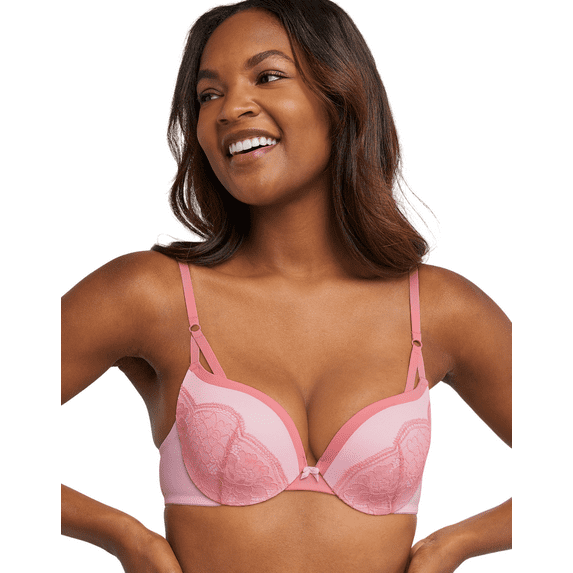 Women's Maidenform DM9900 Love The Lift Push Up & In Lace Demi Bra (Ballerina Slipper/Rose 36D)