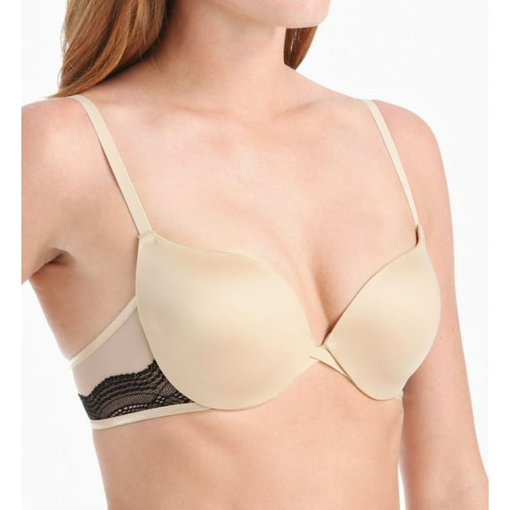Women's Maidenform DM9900S Love The Lift Push Up & In Satin and Lace Demi Bra (Latte Lift w/Black 40C)