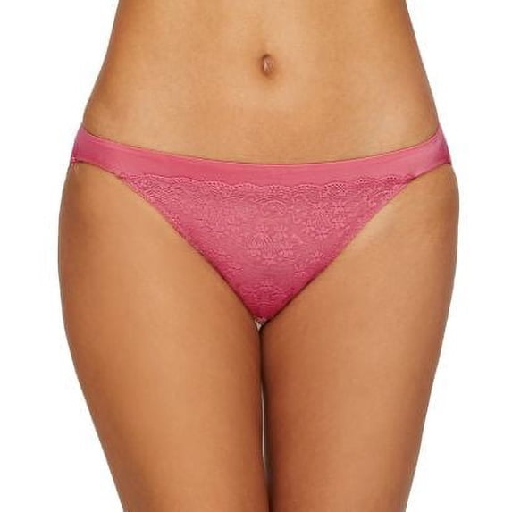 Women's Maidenform DMFFSB One Fab Fit String Bikini Panty (Deep Mauve Lace 7)