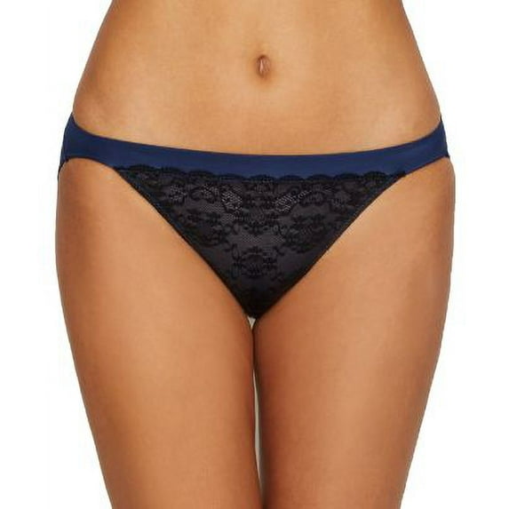 Women's Maidenform DMFFSB One Fab Fit String Bikini Panty (Navy/Black Lace 8)