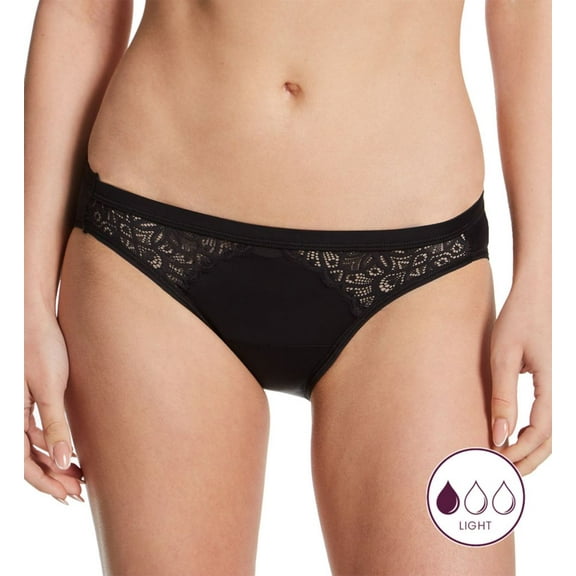 Women's Maidenform DMLBKL Bikini Light Flow Period Panty (Black 2X)