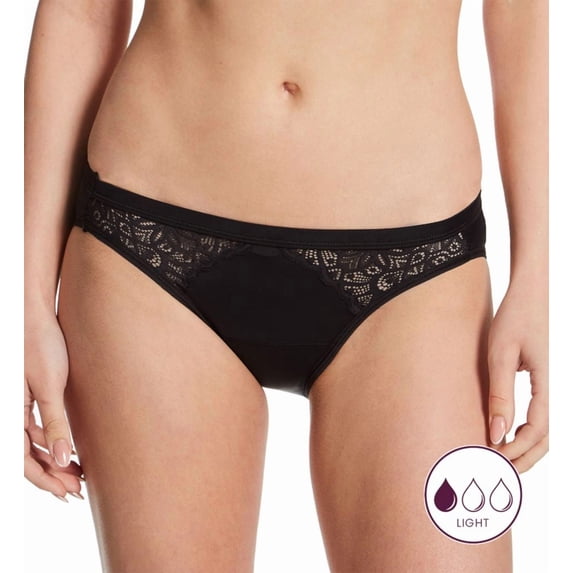 Women's Maidenform DMLBKL Bikini Light Flow Period Panty (Black L)