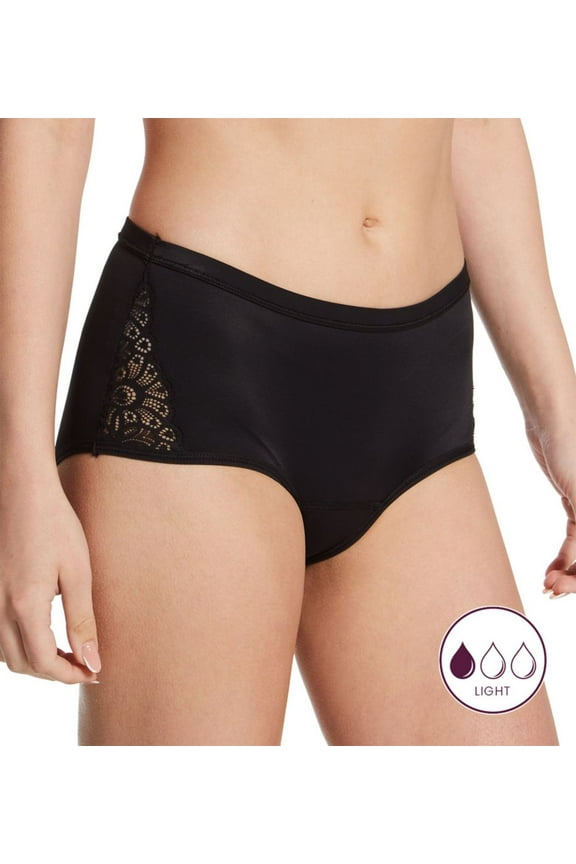 Women's Maidenform DMLBSL Period Panty Hipster Light (Black 9)