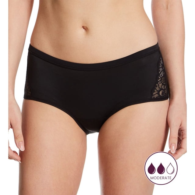Women's Maidenform DMLBSM Hipster Moderate Flow Period Panty (Black L)