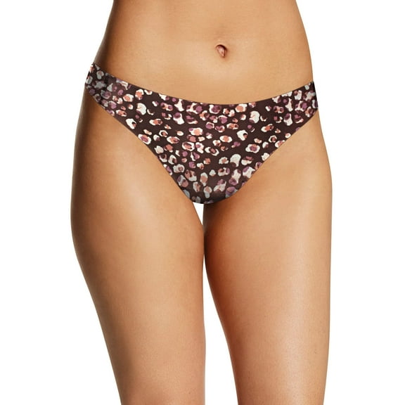 Women's Maidenform DMLCTG Flawless No Show Thong Panty (Cocoa Cat Print 5)