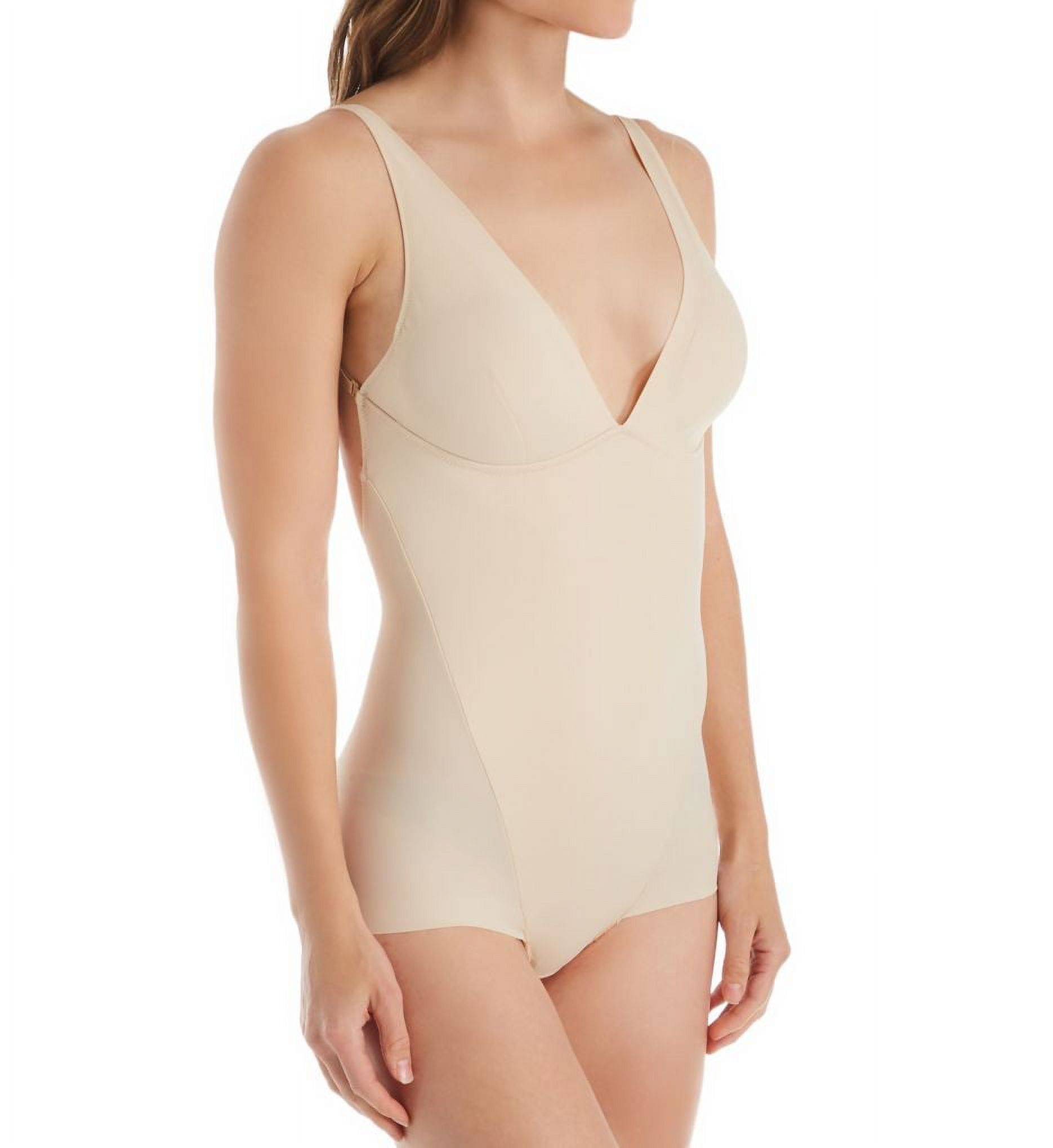 Women's Maidenform DMS084 Cover Your Bases Shaping Low-Back Bodysuit (Nude  1/Transparent L) 