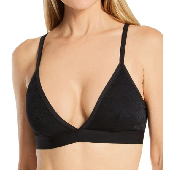 Women's Maidenform DMSLTB Stretch Lace Triangle Wireless Bralette (Black S)
