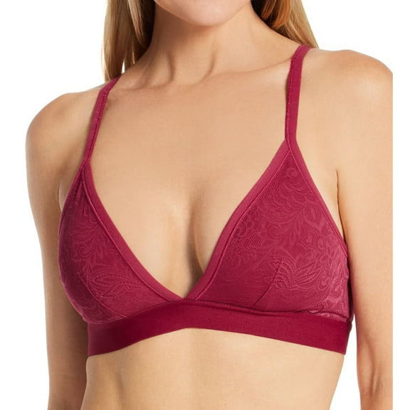 Women's Maidenform DMSLTB Stretch Lace Triangle Wireless Bralette (Spice Market Red L)